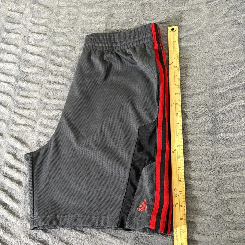 Adidas Mens Basketball Shorts Gray Red Black Side Stripes ABL001 Size Medium